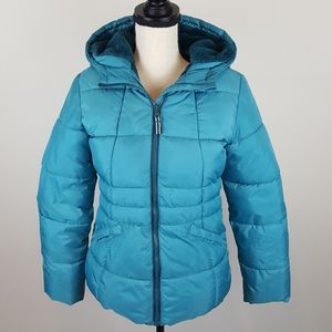Wonder Nation turquoise fleece lined puffer coat size XL